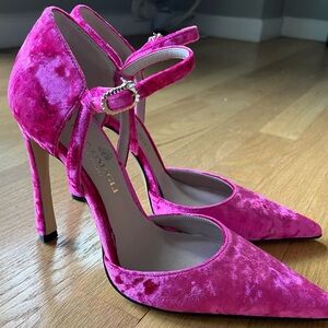 Bruno Magli Barbie pink velvet Maryjanes